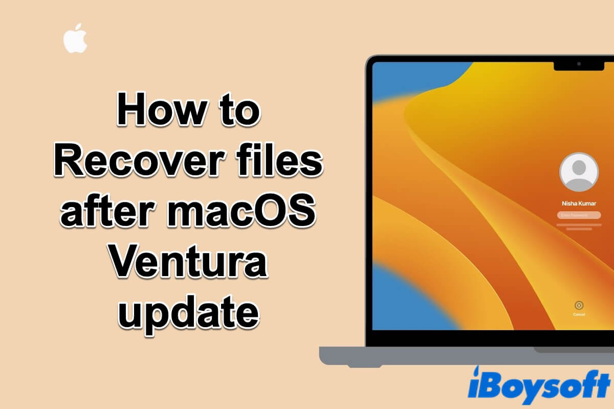 how to recover file after macOS Ventura update