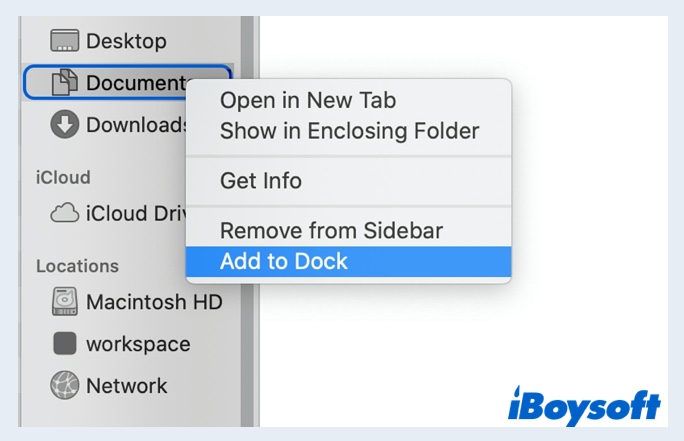 fix Documents folder missing on Mac Dock