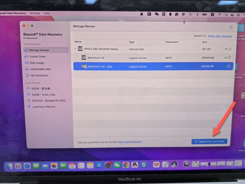 choose the disk to scan