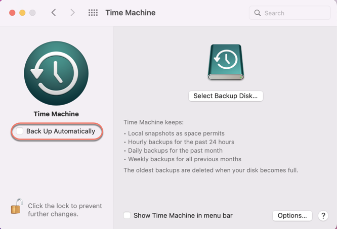 Tick Back Up Automatically on your Time Machine