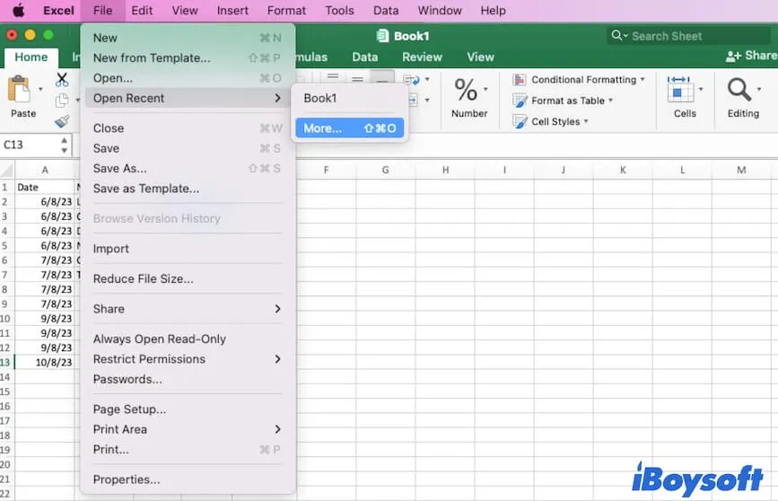 abrir a pasta Recentes do Microsoft Excel
