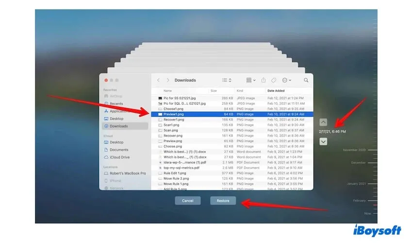 recover deleted PDF files via Time Machine