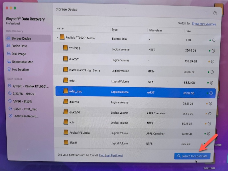 Kurtarılacak verilerin aranması