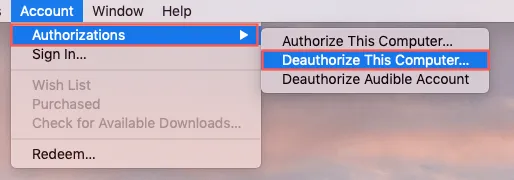 deauthorize iTunes