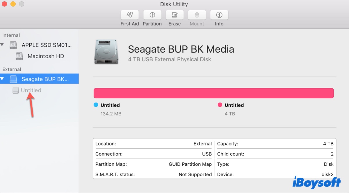 Seagate Backup Plus grayed out in Disk Utility