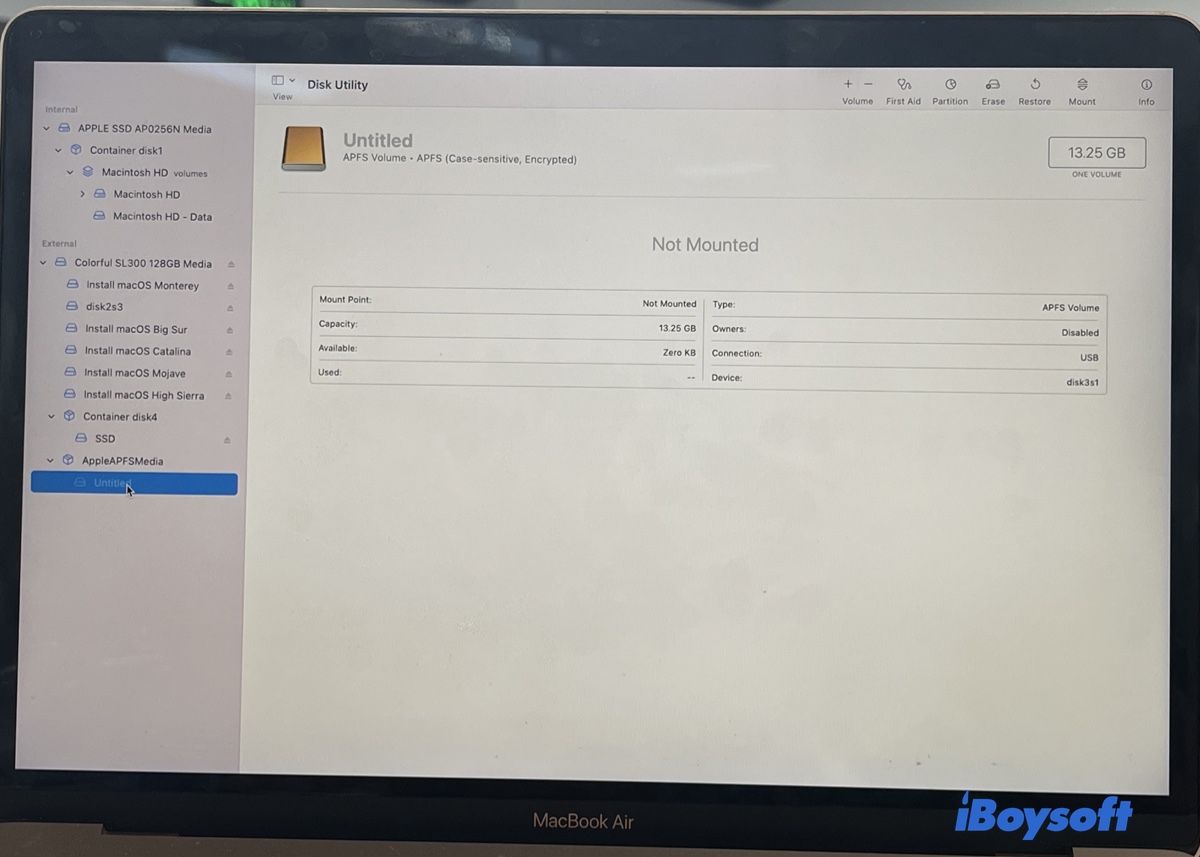 Disk Utility showing a Seagate external hard drive that