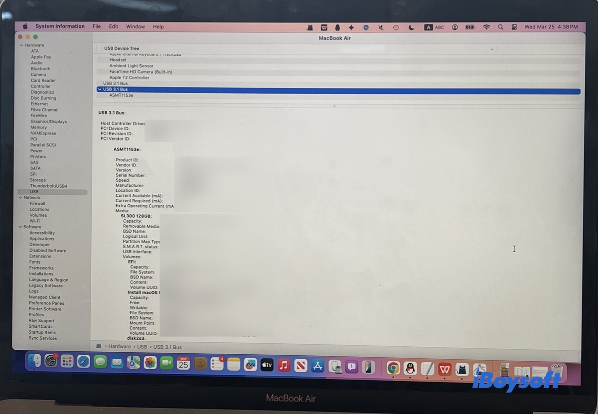 システム情報に表示される東芝外付けドライブ
