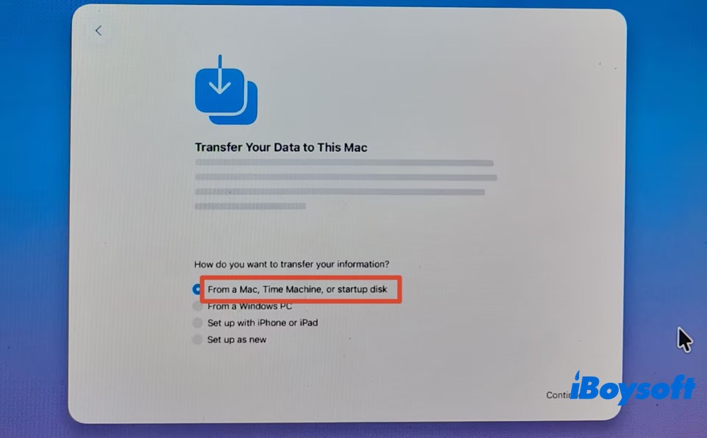 Mac, Time Machine-Backup oder Startvolume auswählen