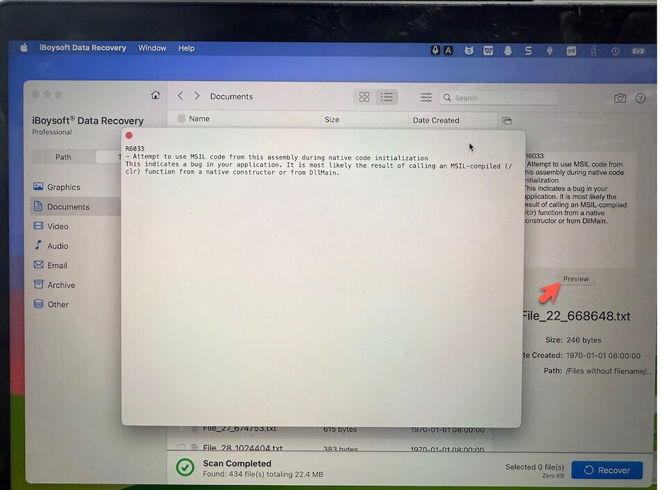 Vorschau auf wiederherstellbare Dateien