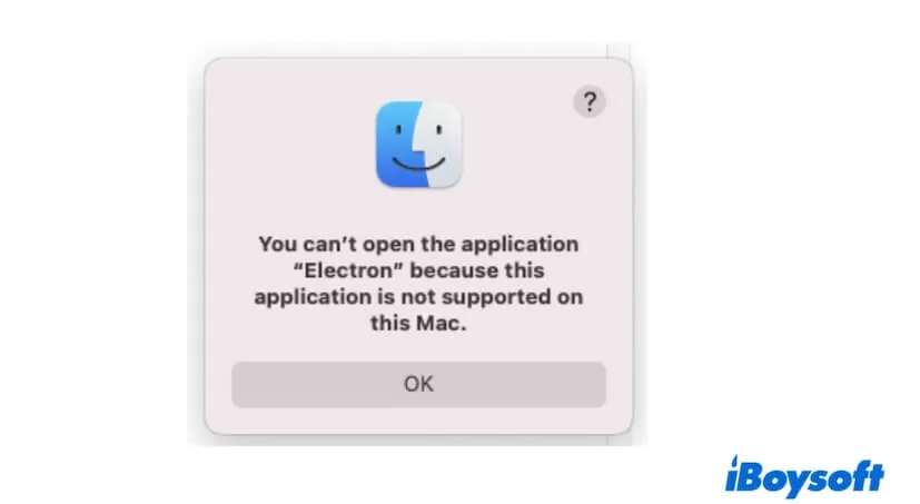 L'application n'est pas prise en charge sur ce Mac