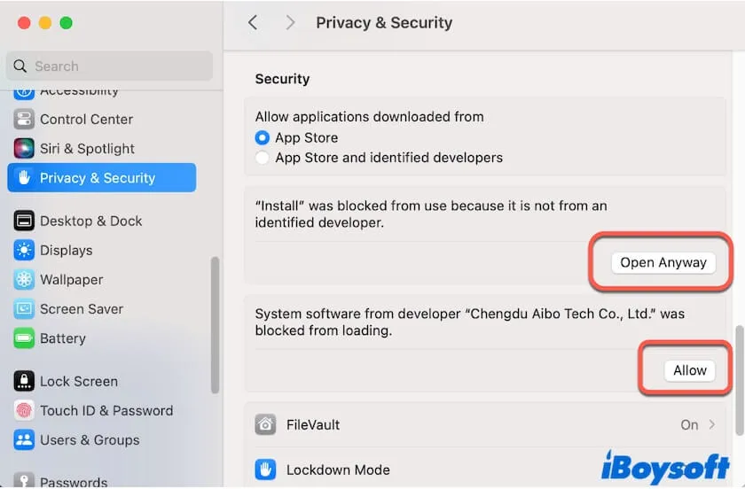 change security settings on Mac