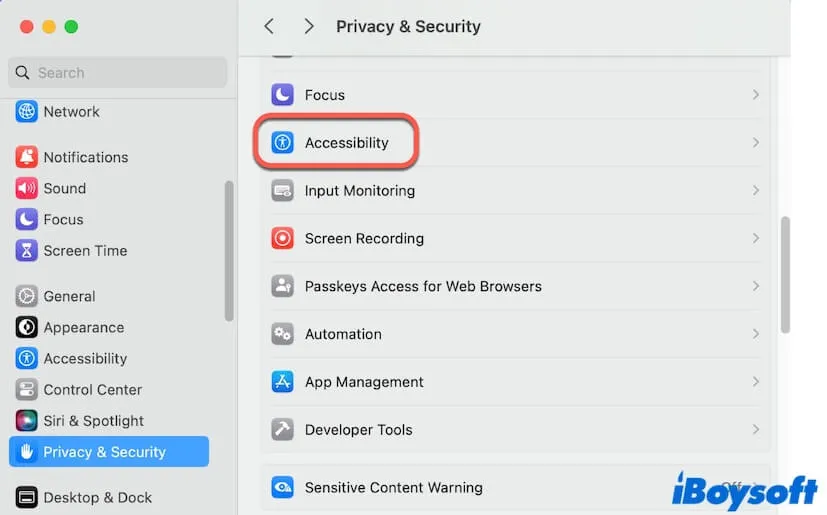 open accessibility settings on Mac