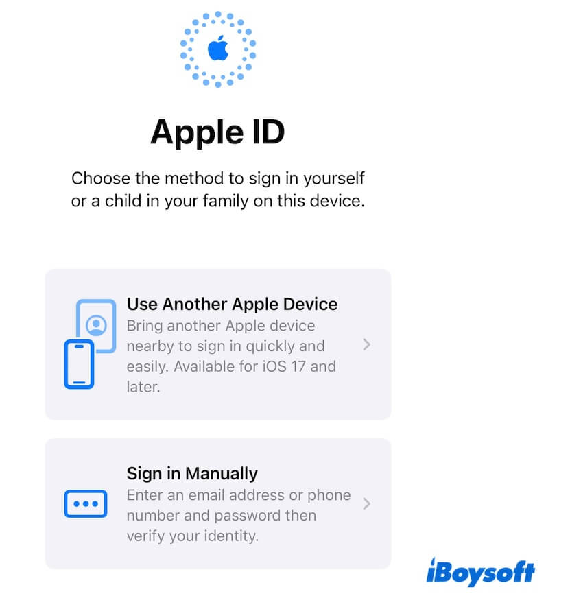 choose a way to reset Apple ID on iPhone