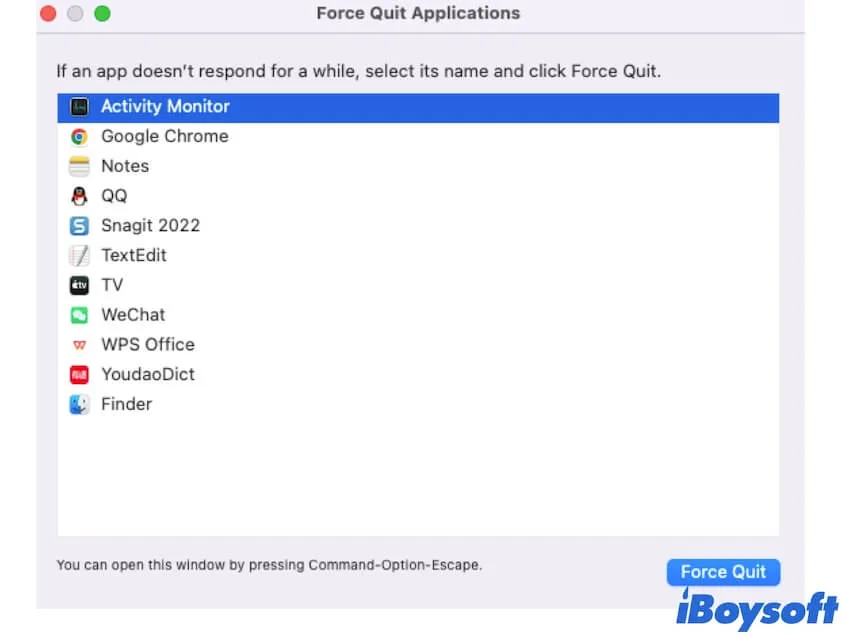 force quit Activity Monitor on Mac