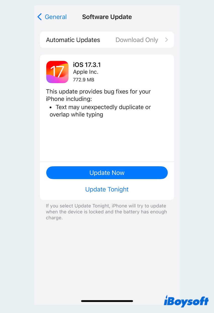 check update on iPhone
