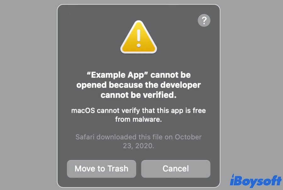 App cannot be opened because the developer cannot be verified