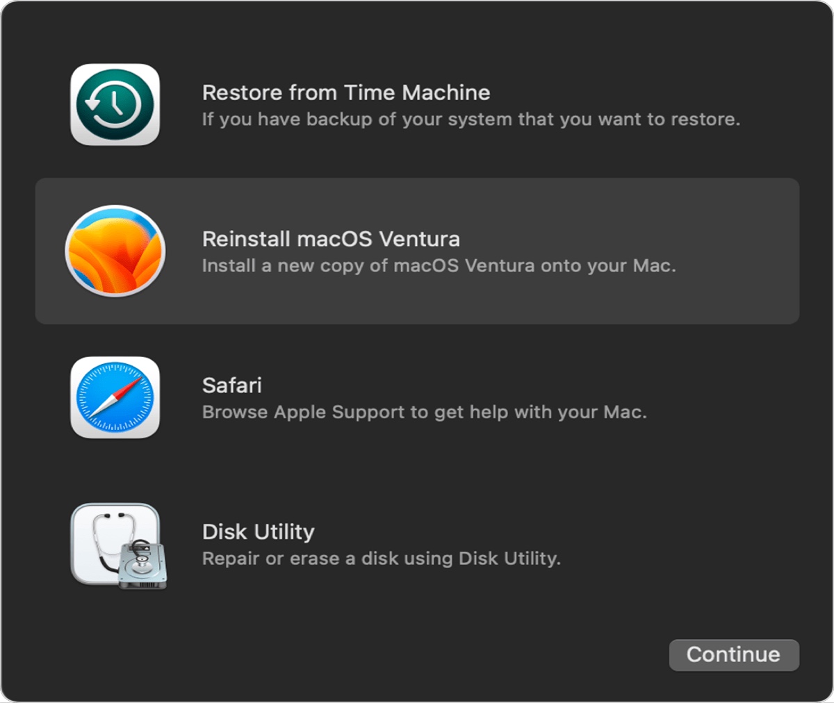 Reinstall macOS from Internet Recovery