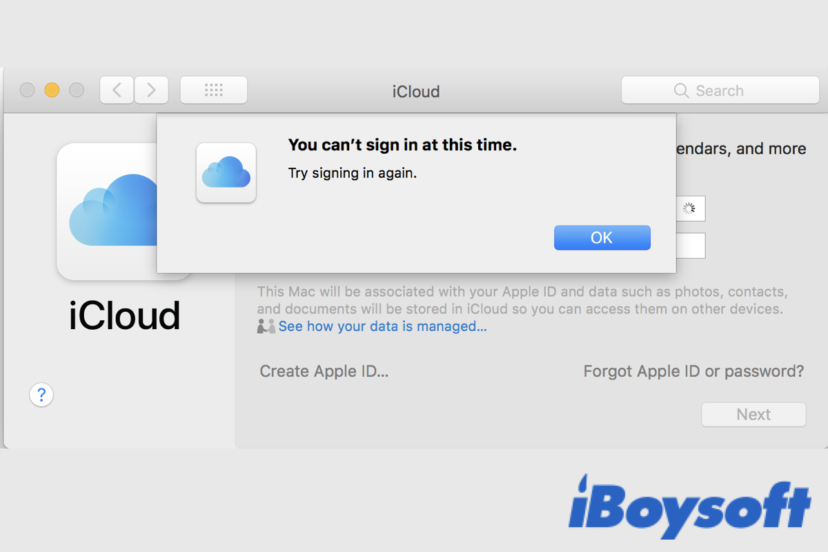 apple id you cant sign in at this time