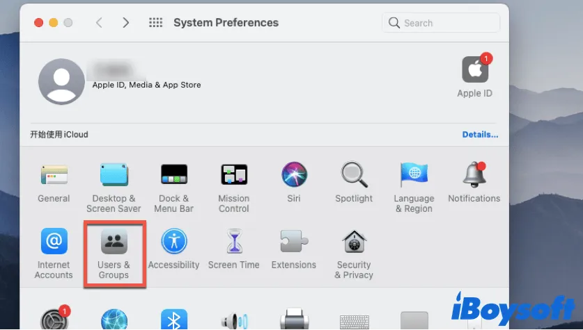 choose Users and Groups in System Preferences