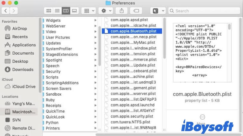 find the Bluetooth PLIST file in the Preferences folder on Mac