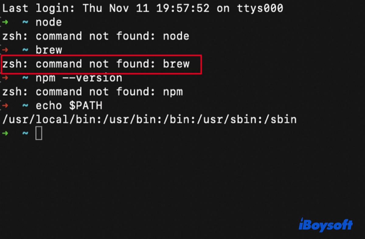 brew command not found macOS