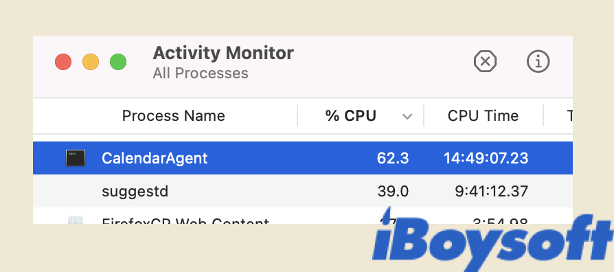 CalendarAgent consumes high CPU on Mac
