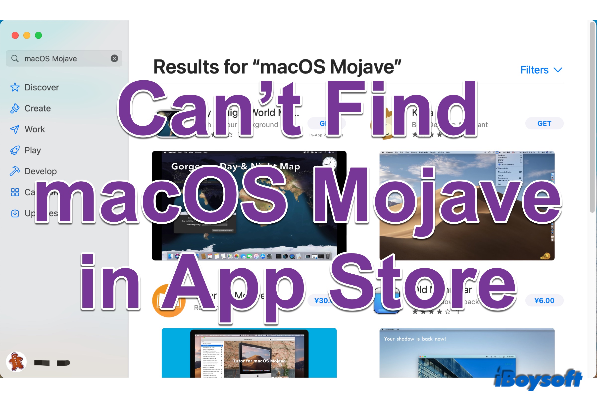 impossible de trouver macOS Mojave dans l'App Store