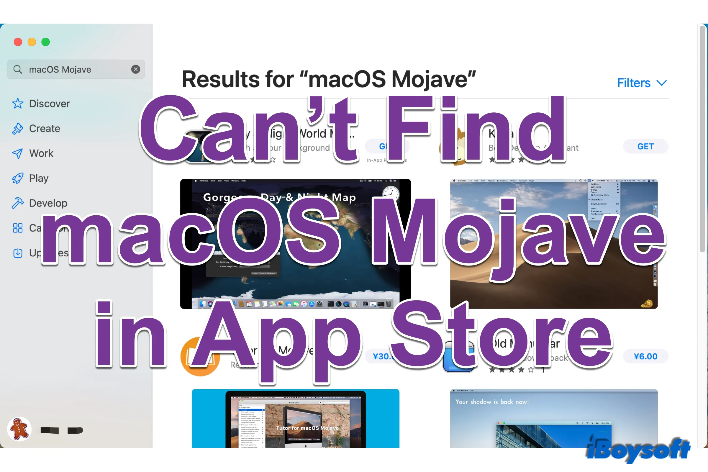 cant find macos mojave in app store