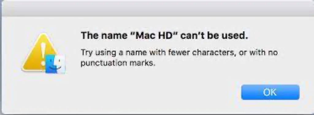 cant rename external hard drive mac
