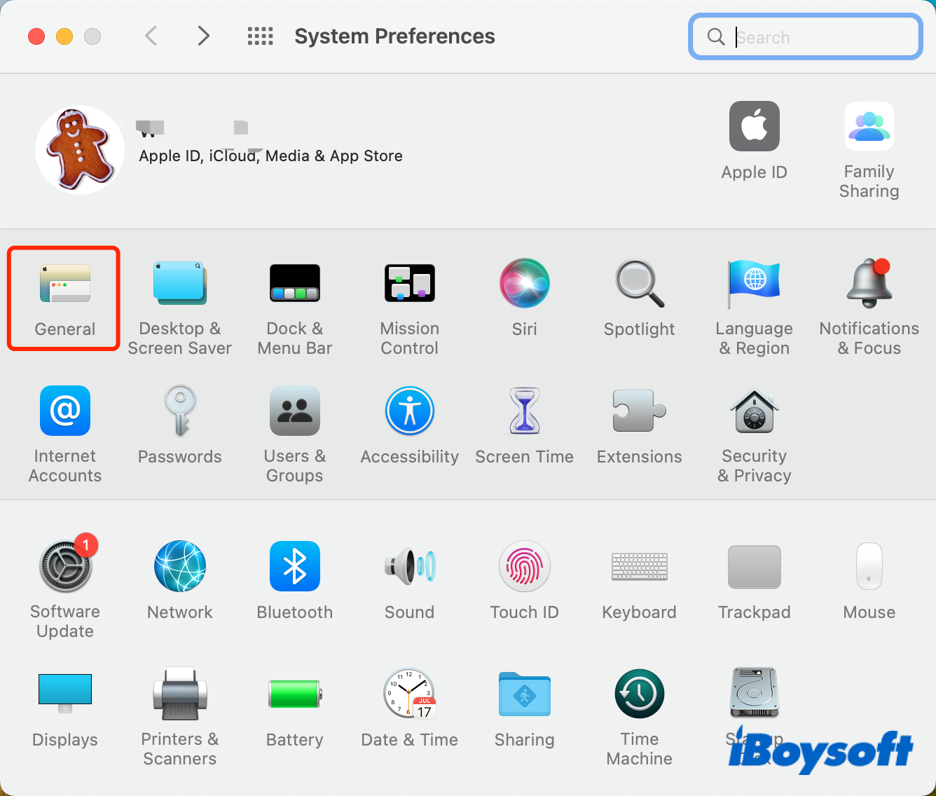 general tab of system preferences