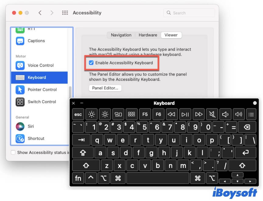enable Accessibility Keyboard