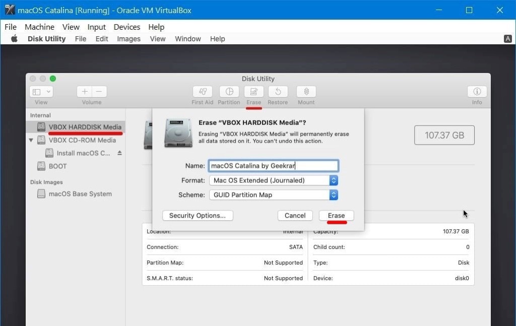erase virtualbox disk