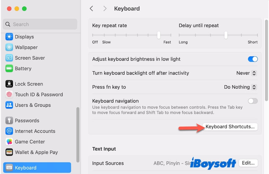 open Keyboard Shortcuts