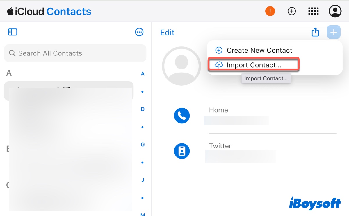iCloudへの連絡先のインポート方法