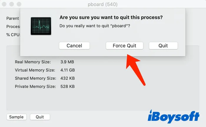 force quit pboard process on Mac