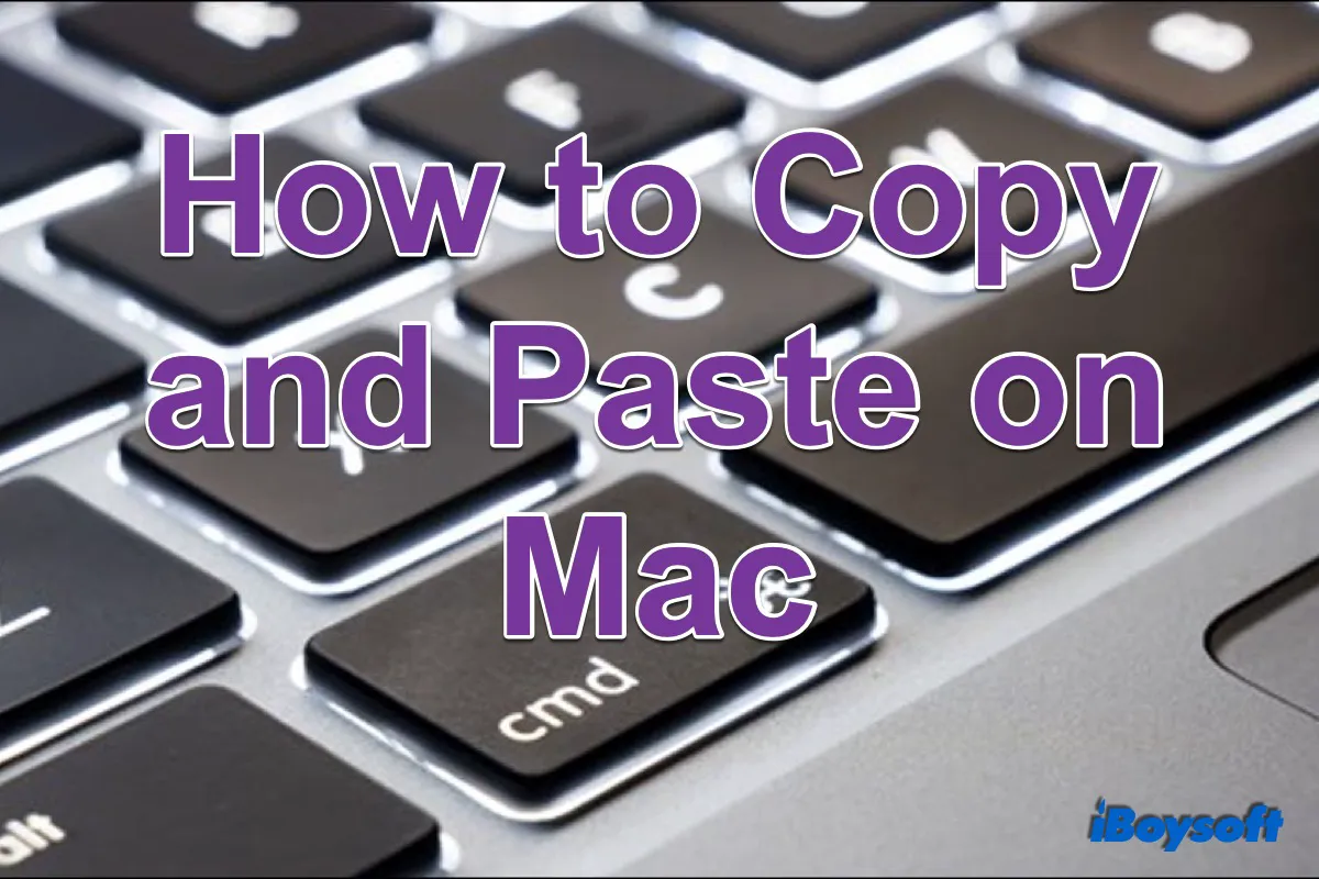 copy and paste on Mac