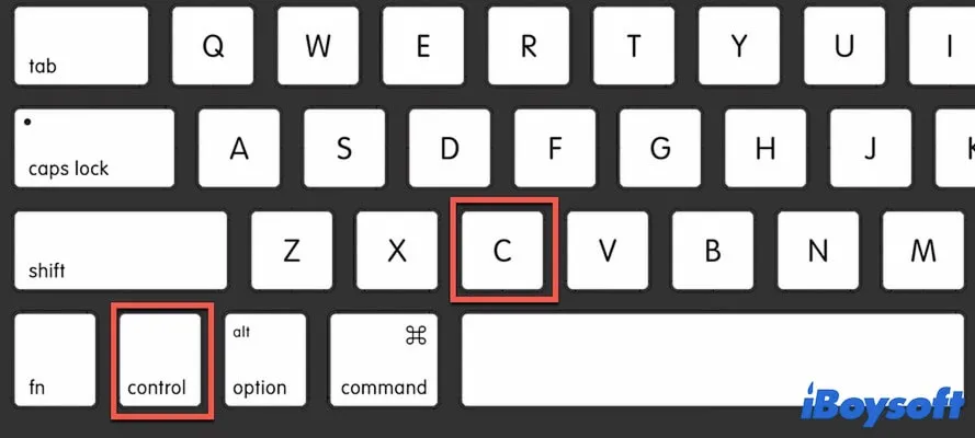 Ctrl+C não funciona no teclado externo do Mac