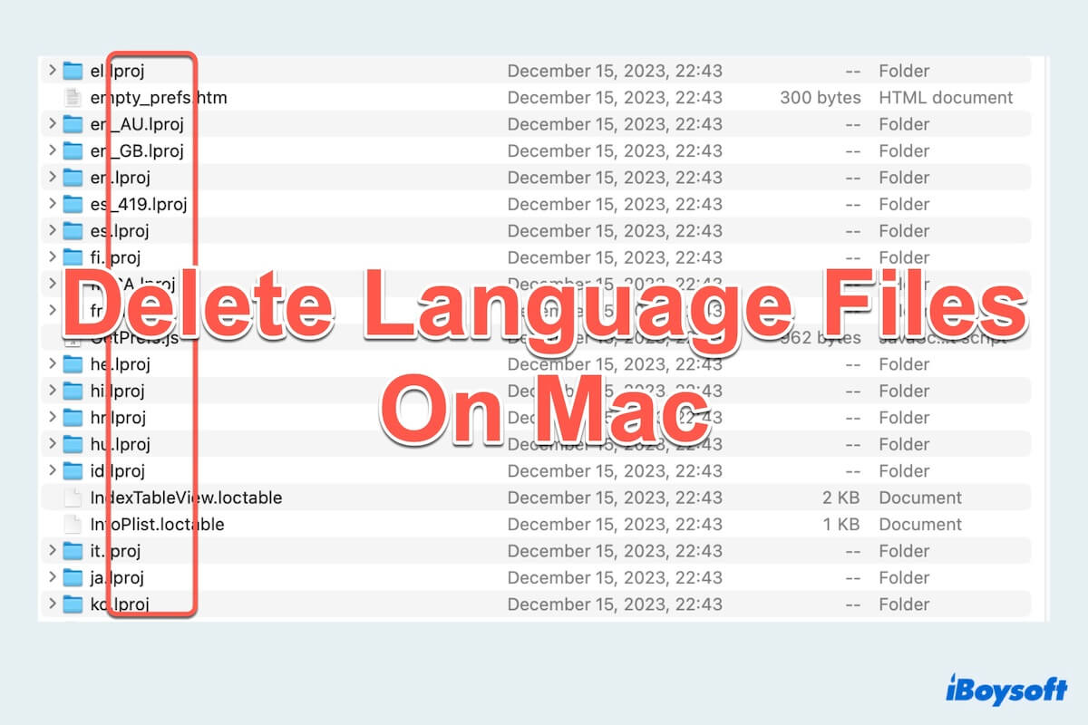 Macで言語ファイルを削除する方法の概要