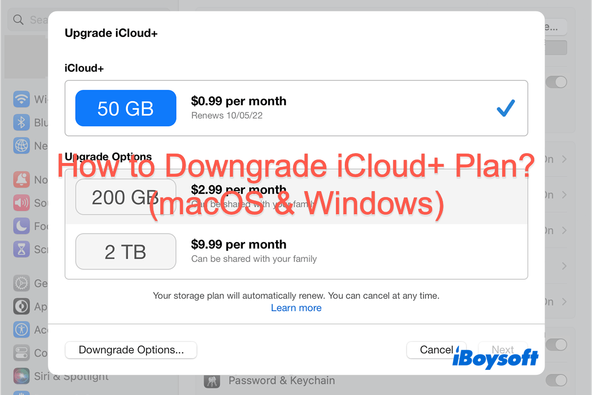 How to Downgrade iCloud Plus Plan on macOS and Windows