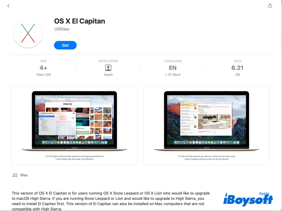 Download El Capitan from App Store