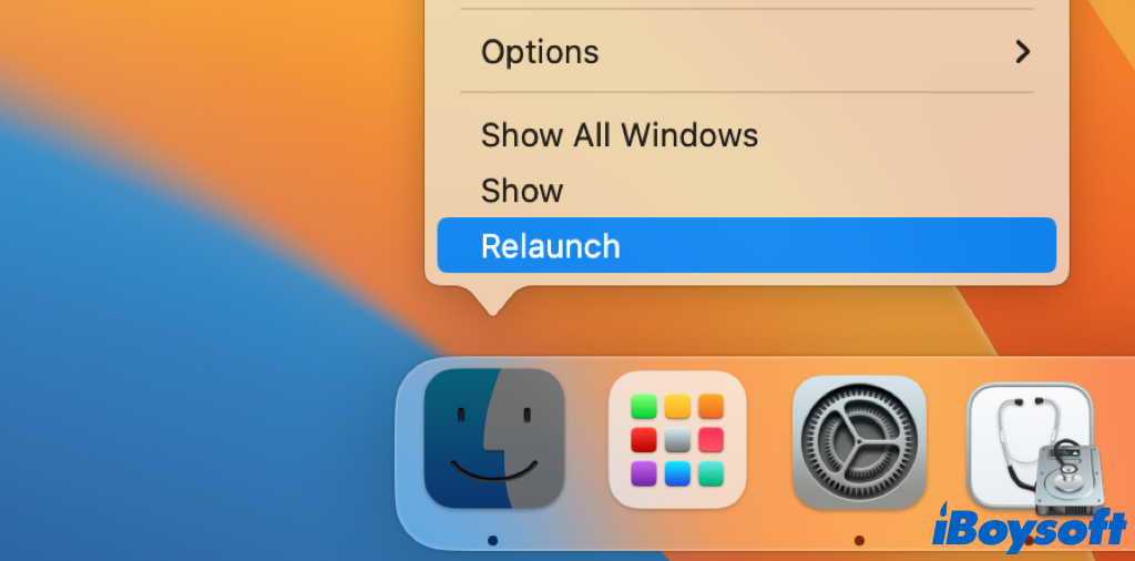 relaunch finder from dock