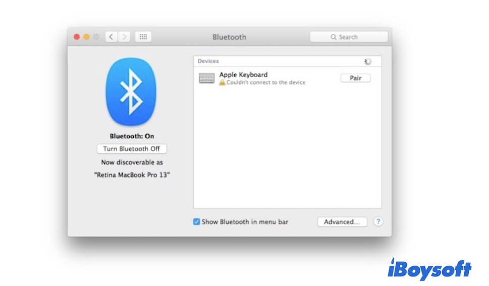 repair the wireless keyboard in Bluetooth on Mac