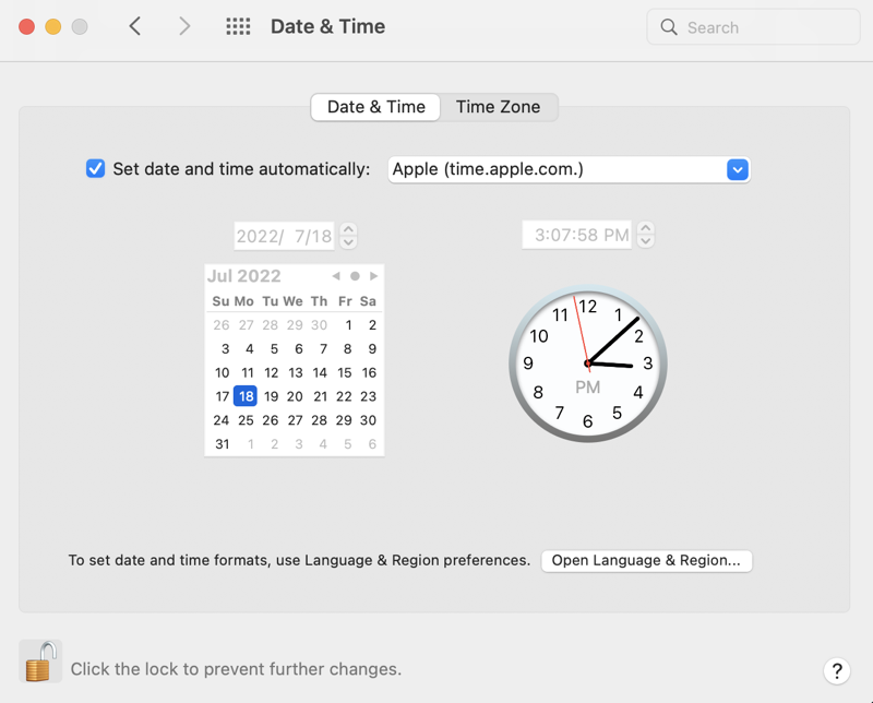 How to change system time and date on Mac