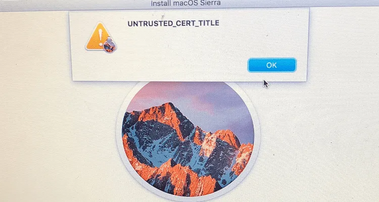 untrusted cert title in macOS