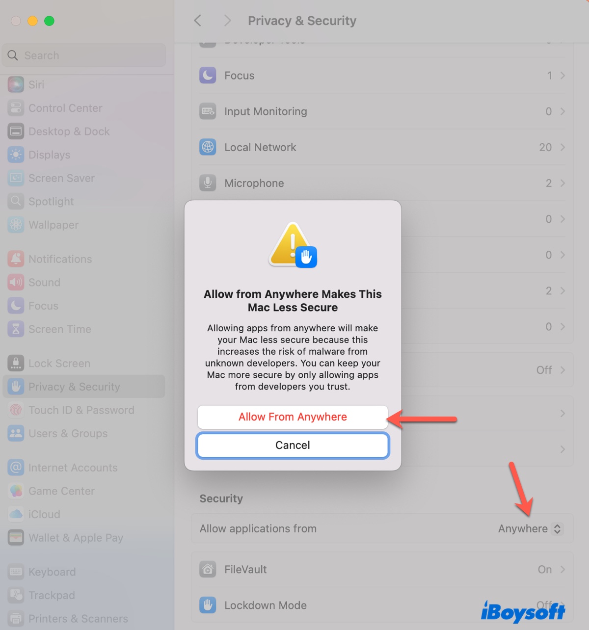 Apps von überall zulassen