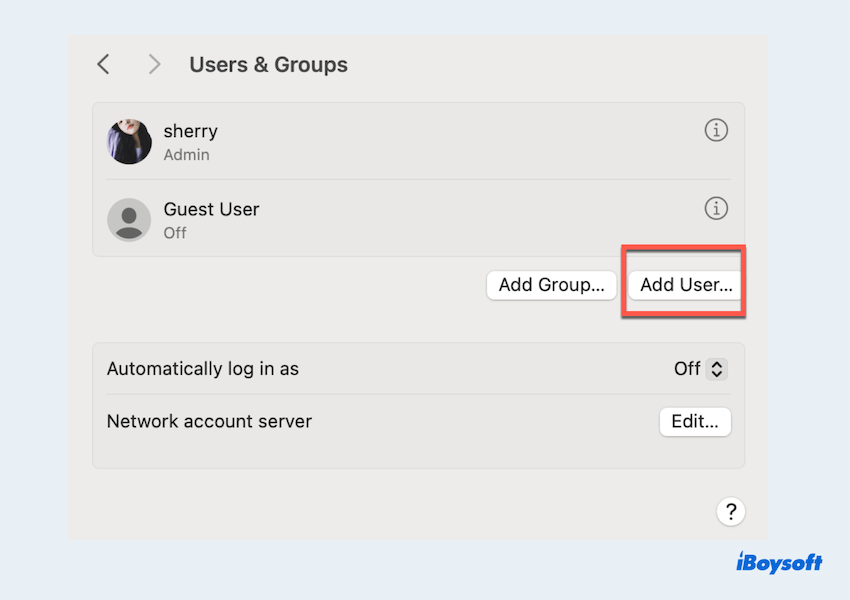 Create a new user account on Mac