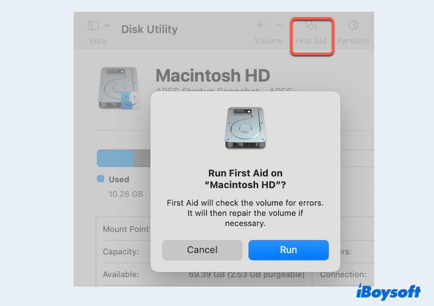 Réparer le disque avec l'Utilitaire de disque