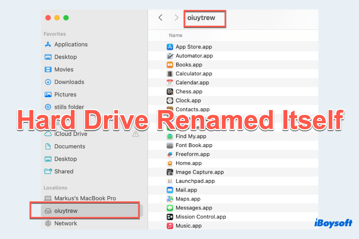 Macでハードドライブが自分で名前を変更し続ける