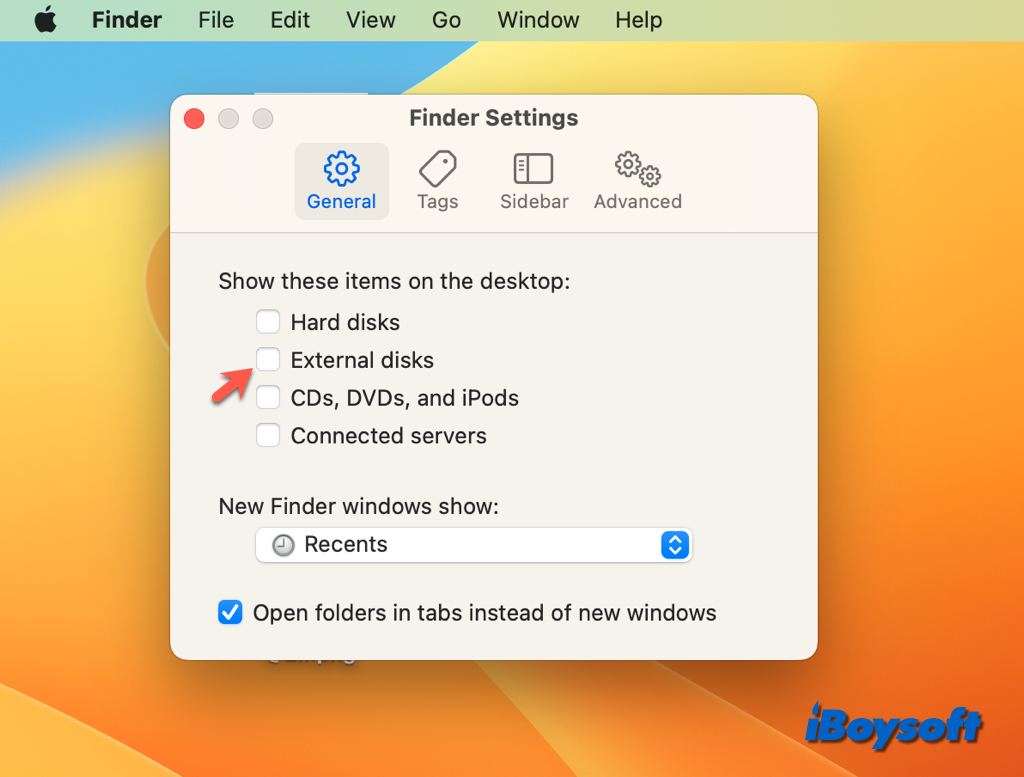 Externes Laufwerk vom Mac-Desktop ausblenden