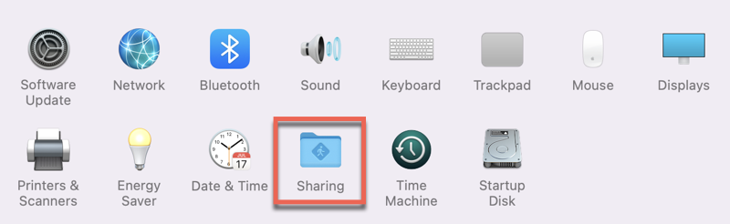 Sharing settings on Mac